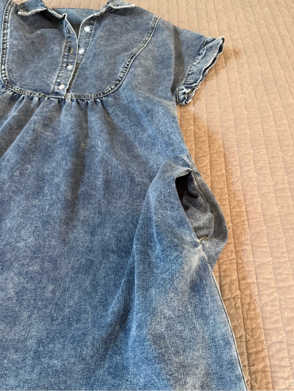 Blue Denim Mini Shirt Dress - Casual Collared Summer Dress - Picture 4 of 9